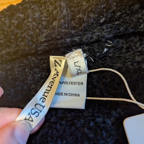 Teal and black striped chenille cardigan size L-XL - Picture 3 of 4